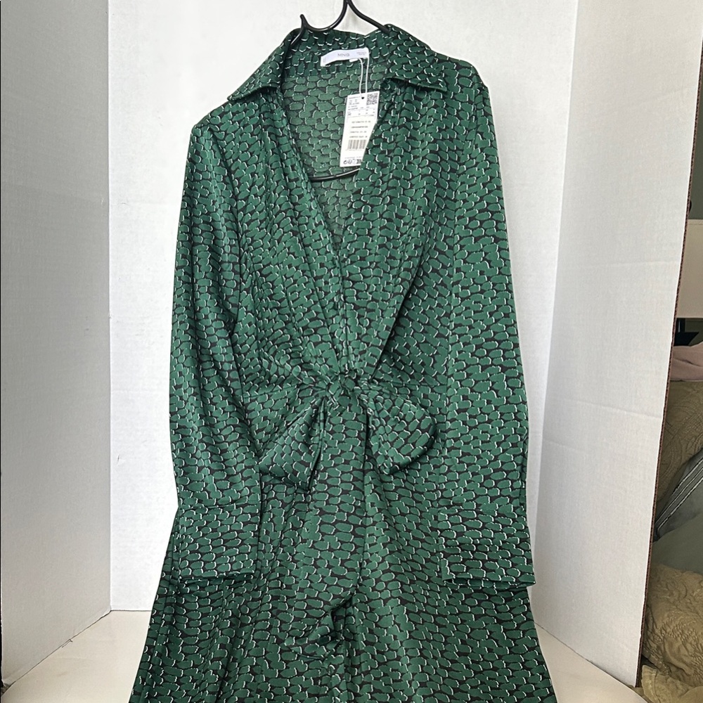 Green Patterned Wrap Dress